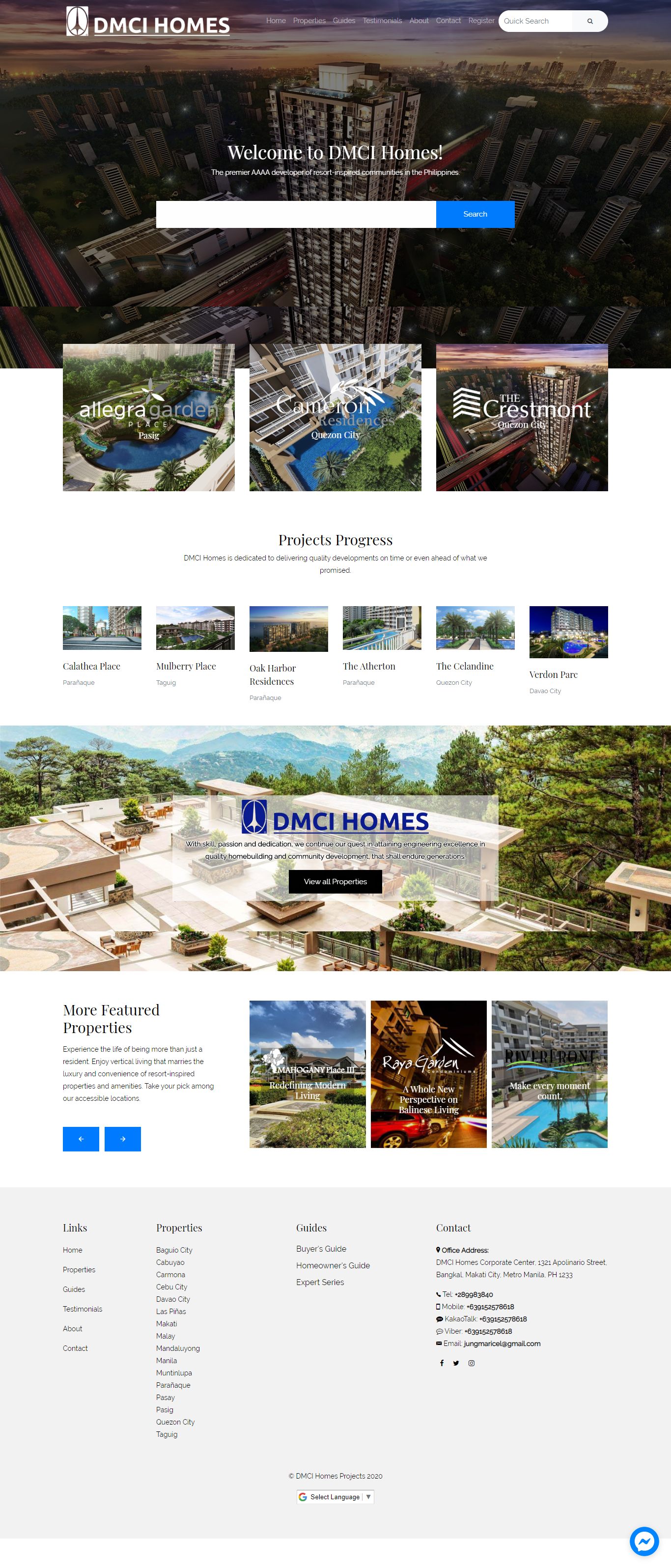 DMCI Homes Projects property portal screenshot