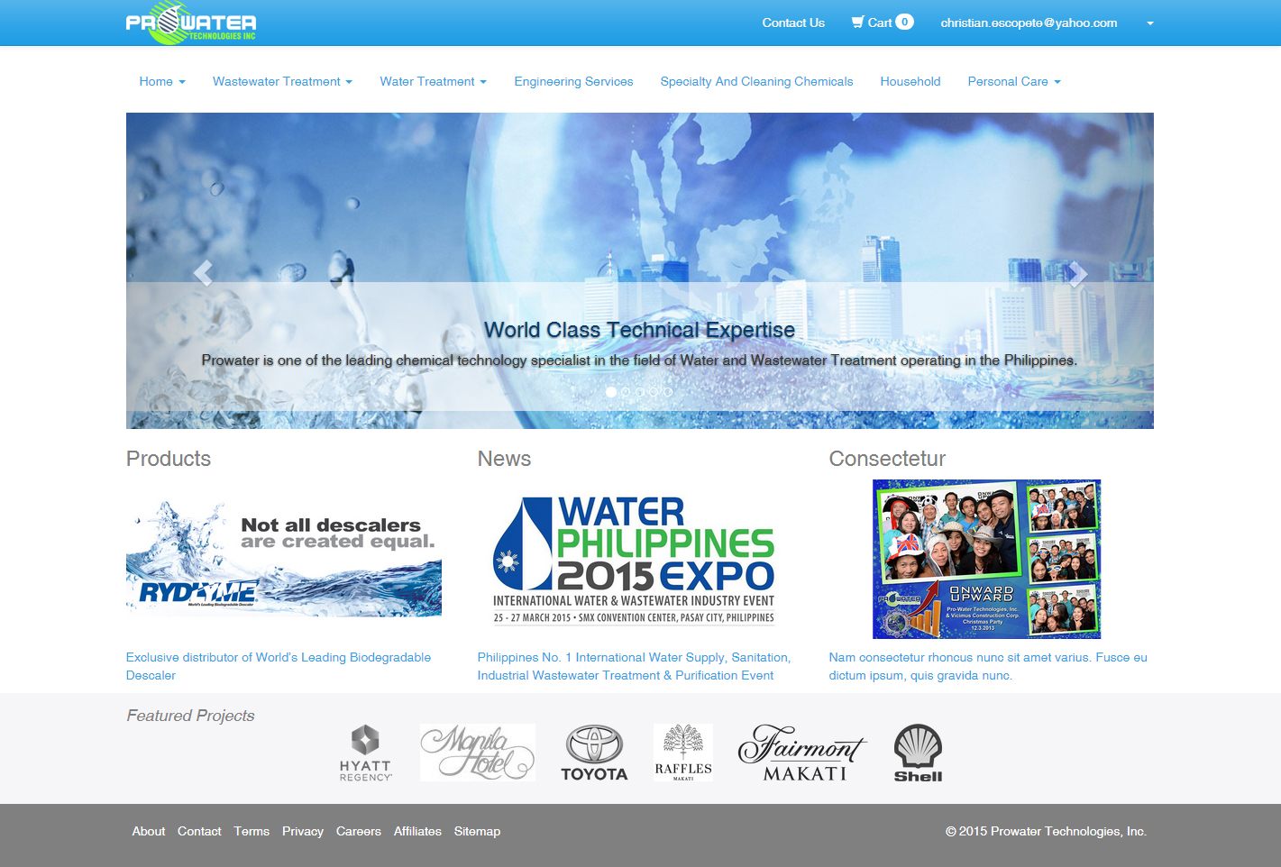 ProWater Technologies product and service catalog